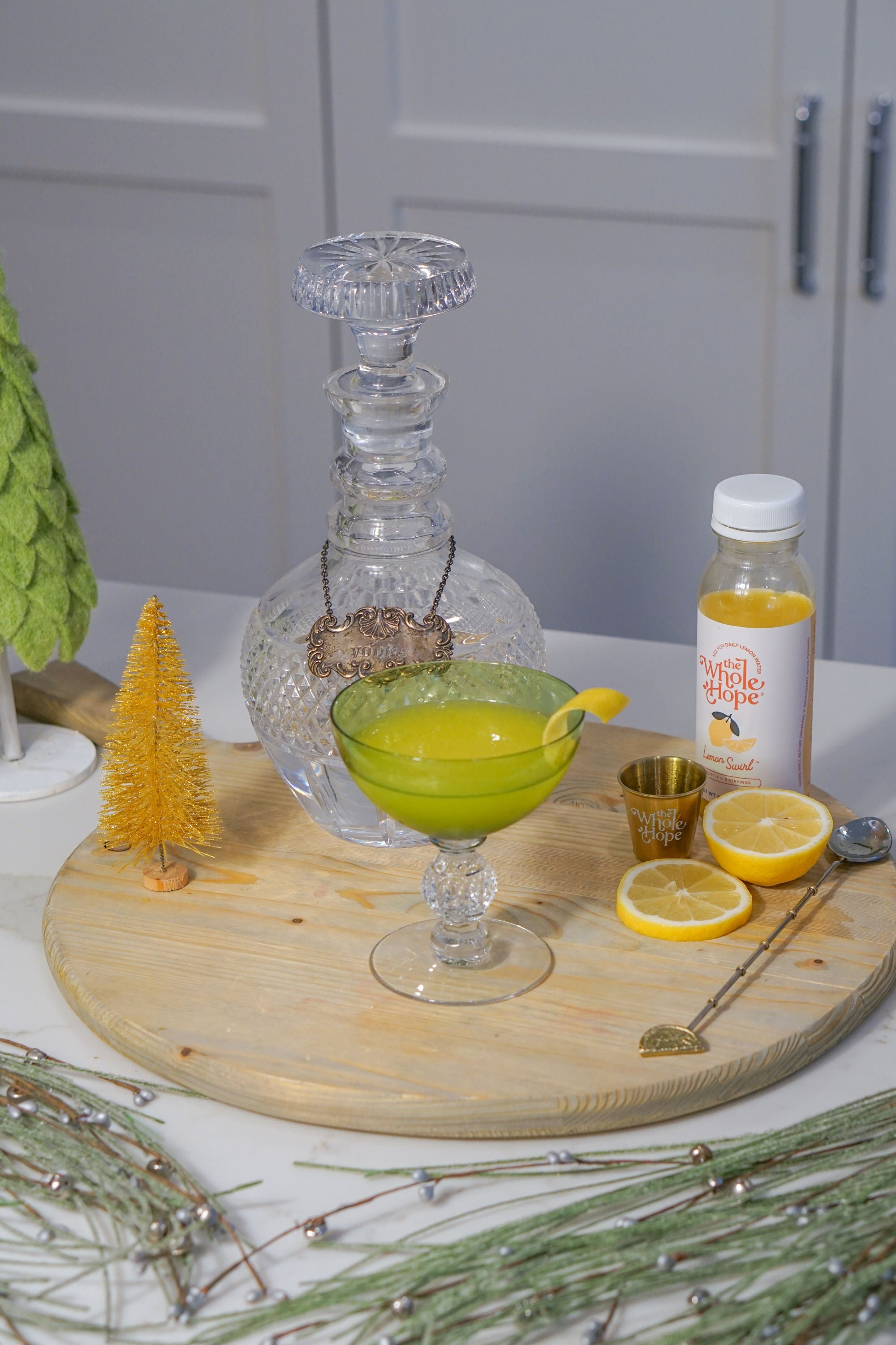 Lemon Swirl Martini in a coupe glass